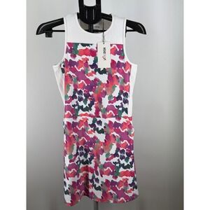White Multi-Color Printed Sleeveless Dress